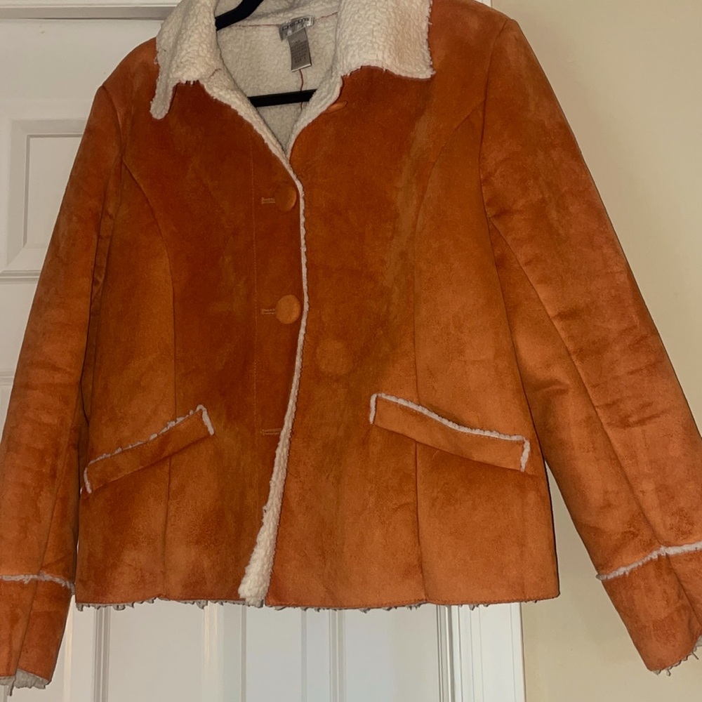 ⭐️SALE⭐️CHICOS FAUX SUEDE JACKET WITH SHERPA LINING SIZE 1